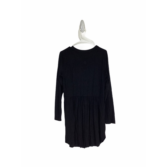 Solid Black Long Sleeve Button Down Mini Dress - Picture 5 of 6